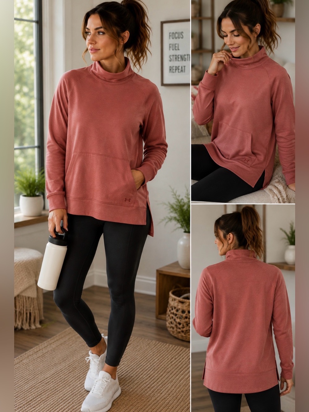 Under Armour Armour Fleece Shine Mock Neck Pullover Sweatshirt Women’s Medium